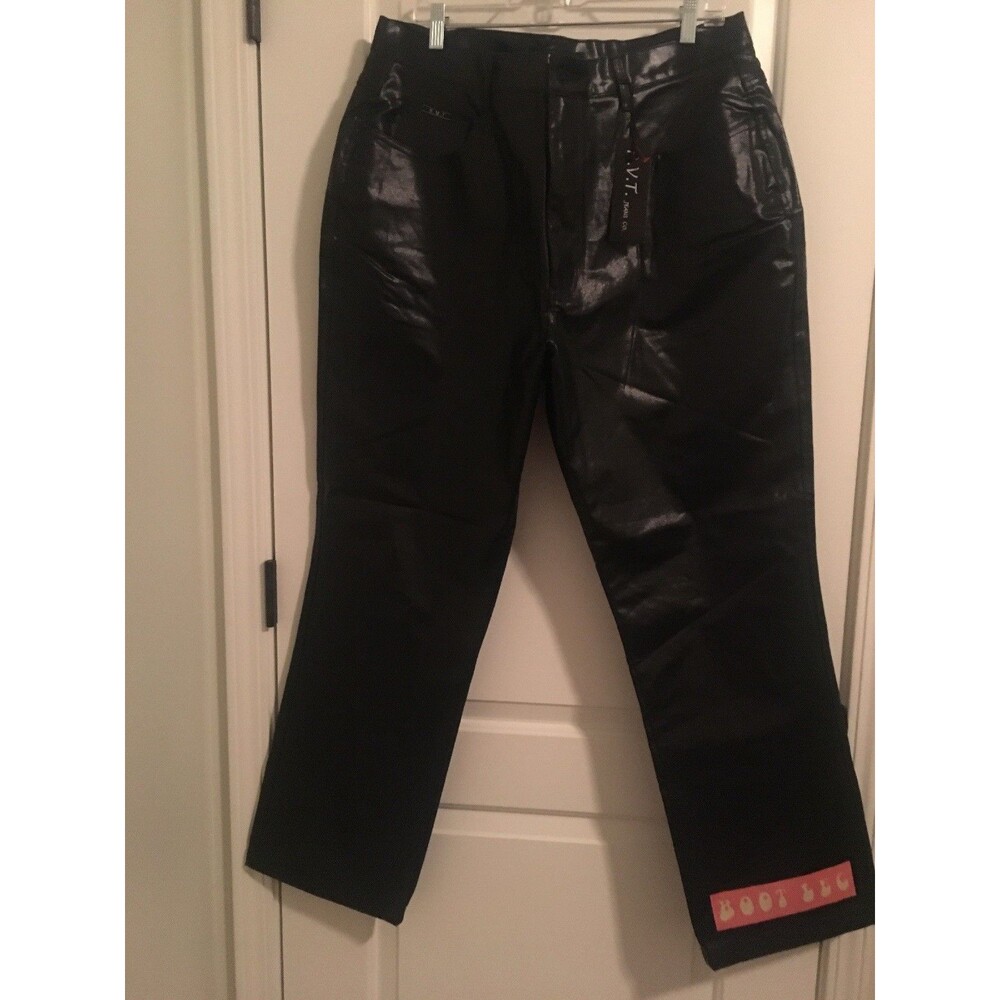 Vintage RVT Jeans Co Women's Plus Black Faux Bonded Hard Leather Pants Size 20